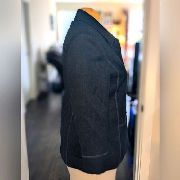 $5 Item! Bianca Nygard Petites 12P Pure New Wool Black Contrast Stitch Jacket - Picture 6 of 13